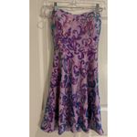 Sequin Party Dress‎ Strapless Mini Cocktail Dress Purple Floral Size 2 Photo 3