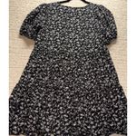 a.n.a  Mini Dress Women's M Black Tina Floral 100% Cotton Pleated Short Sleeve Photo 1