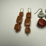 Stone Bead Dangle Drop Pierced Earrings Lot Of 3 Beaded Photo 1