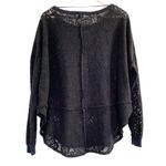 Free People Black Floral Sheer Lace Dolman Sleeve Sweater Medium Lagenlook Layer Photo 5