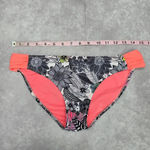 Maui and Sons  Black White Pink Floral Cheeky Medium Bikini Bottom Swimwear Photo 2