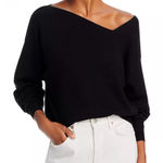 Line and Dot  Favorite Off Shoulder Ribbed Sweater in Black Size Large Photo 0