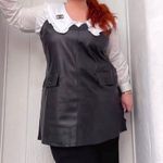Eloquii Black Faux Vegan Leather Jumper Mini Dress Plus Size 22W 3X Winter Edgy Photo 1