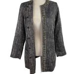 Chico's Embellished Gem Duster Jacket Tweed Dressy Long Cardigan Size Small Photo 2