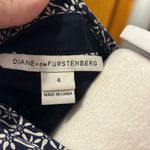 Diane Von Furstenberg  silk navy white printed lightweight shirt dress size‎ 4 Photo 5