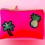 TARTE Bohemian Tropical Sequined Pink and Gold Classic Zippered Cosmetic Bag Photo 1