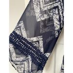 AB Studio AB‎ Studio Blouse Size Large Top Lined Bodice 3/4 Sleeves Blue And Cream Chevron Photo 3