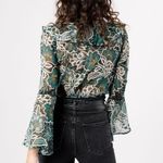 Band Of The Free New Floral Flare Long Sleeve Bodysuit Black Emerald Size Medium Photo 2