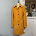 Calvin Klein NWT  Single Breasted Wool Pea Coat Winter Dress Coat Mustard Size 6 Photo 3