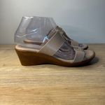 Italian Shoemakers Sandals Beige Wedge Heels Gold Accent Size 8.5 Women Photo 1