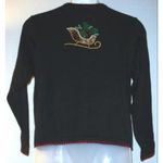 NWT Vintage Y2K Christmas Sweater Leopard Fur Sleighs Sequins/Pearls Size Large Black Photo 4