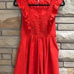 Free People Half Moon Ruffle Mini Dress Fit Flare Red Orange Small Valentines Photo 10