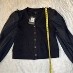 Who What Wear Size L Stretch Black Ribbed knit Cardigan Neutral Chic Versatile Photo 4