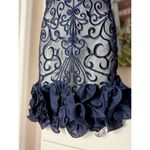 Jessica Simpson Navy Blue Sheer Lace 3D Floral Hem Mini Dress Size M Photo 2