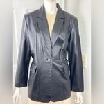 Apostrophe  Black Business Soft Leather Women's Casual Blazer Size 14P Photo 10