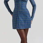 House Of CB  'Malika' Blue Tartan Corset Mini Dress NWOT size L‎ Photo 0
