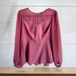 Torrid Womens Blouse Sz 0 12 Peplum Crepe Mesh Inset Top Mesa Rosa Pink Photo 4