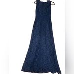Tadashi Shoji Sleeveless V Neck Lace Midnight Blue Elegant Gown Size 2 Photo 3