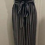 Black & White Striped Pinstripe Paperbag Waist Jumpsuit Photo 0
