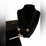 SLIDE 18k goldPlated bracelet and necklace on leather chain set #jewelleryset Gold Photo 1