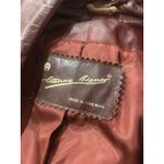 Etienne Aigner Vintage Women Size 6 Dark Red Leather Belted Jacket Trench Coat Photo 5