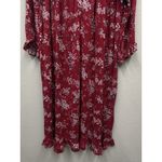 Eileen West Floral Midi Nightgown Medium Red Long Sleeve Valentines Cottagecore Photo 3