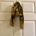 Classic Cream Tartan Plaid Tassel Scarf Unisex Womens One Size White Photo 1