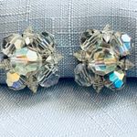 Amazing Vintage Aurora Borealis Crystal Beaded Clip On Earrings Photo 1
