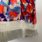 PATBO Red Violet Stretch Jersey Midi Fringe Dress Women's Small Photo 7