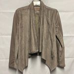 BLANKNYC Faux Suede Leather Moto Jacket Size XS Full Zip Cowl Neck Gray Photo 1