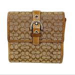 Coach  Brown Small C Snap Button Card Fold Wallet Multi Pocket Photo 0