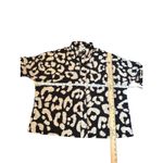 UMGEE USA Leopard Print Button Up Shirt Women's Size Medium Black Tan batwing Photo 5
