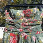 BOG Collective Women’s Strapless Floral Boho Jumpsuit Romper w Pockets Size XS Green Photo 2