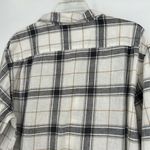 Old Navy Womens Linen Blend Everyday Shirt Plaid Button Up Black White Size L Photo 6