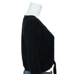 Madewell  Sweater Women Size Small Tied Front Cropped Knit Black Long Sleeve V Photo 2