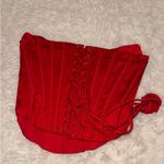 House Of CB NWOT  'Genevieve' Scarlet Red Satin Lace Back Corset sz XS Photo 5