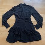 NBD X by  Keyhole Long Sleeve Frill Mini Dress in Black Photo 5