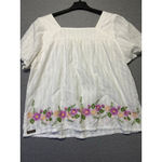 Matilda Jane Women's White Floral Embroidered Short Sleeve cotton blouse XXL Photo 3