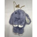 Furry Soft‎ Rabbit shaped 12" crossbody/backpack Blue Gold Tone Chain Strap Photo 1