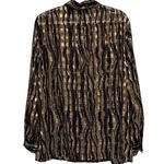 Notations  Women's‎ Black Gold Sparkle Long Sleeve Button Front Blouse Size XL Photo 1