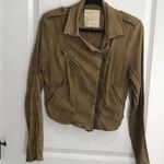 Free People  Tan Utility Jacket Asymmetrical Design Photo 0