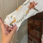 Kindred  womens button up embroidered roll tab sleeves blouse white small Photo 1