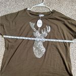 🦋 NWT Qearal Brown Deer Sequin Long Sleeve Shirt Casual XL Reindeer Christmas Silver Photo 6