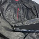 Black Faux Leather Jacket with Pink Lining Size L Photo 6