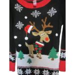 No Boundaries Ugly Christmas Sweater Dress Black Red Rudolph Reindeer  S (3-5) Photo 2