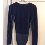 ZARA Size Small Deep Blue Velvet soft feel bodysuit womens Photo 2