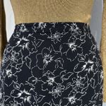 Norton Mcnaughton  Midi Skirt Black Floral Lightweight 1/2 Elastic Waist Size L Photo 3