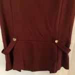 Ann Taylor  Burgundy Peplum Shirt Side Tabs Gold Buttons Back Zipper Stretch Top Photo 1