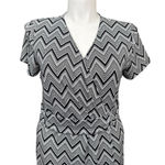 Talbots NWT Black White Chevron Print Wrap Dress XL Nylon Spandex Photo 1