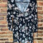 American Eagle  Black Floral Long Tie Sleeve Strappy V-Neck Mini Dress Size XXS Photo 0